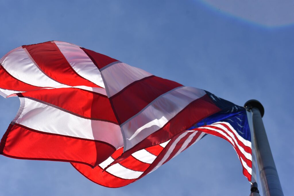 American Flag Viewed from Below