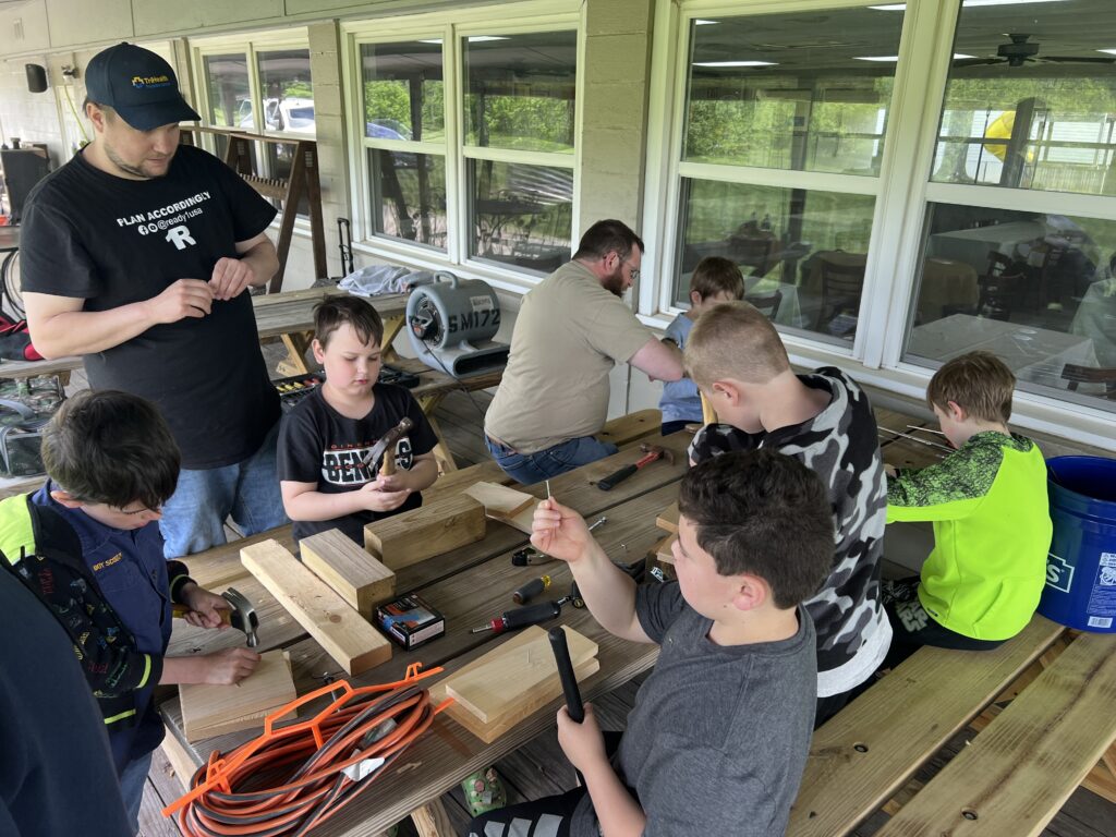 Using tools at Dutchmans' for Webelos Skills Day