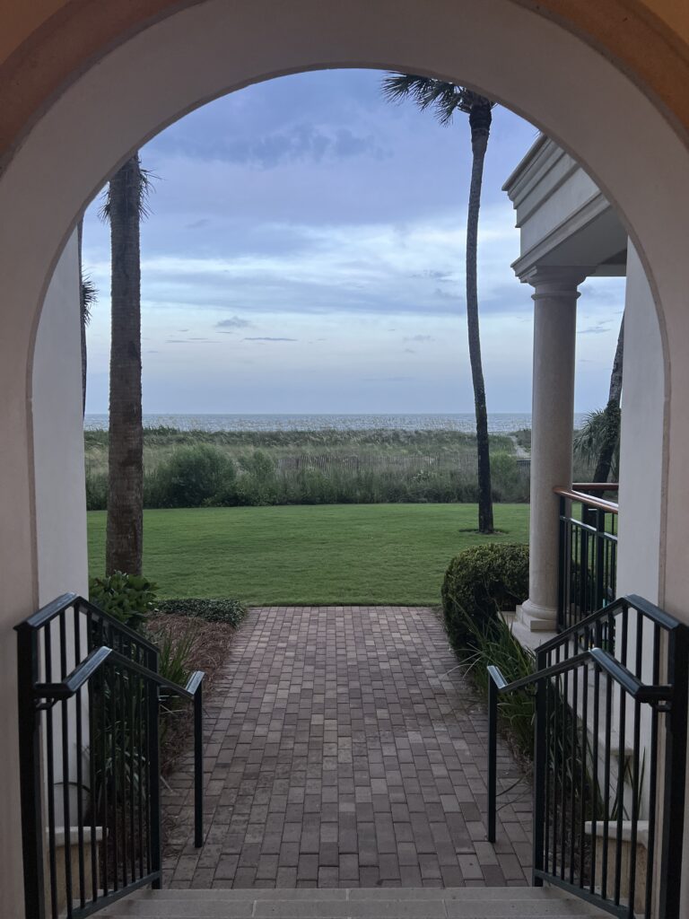 View of the beach from the condo walkway at Sea Island, GA